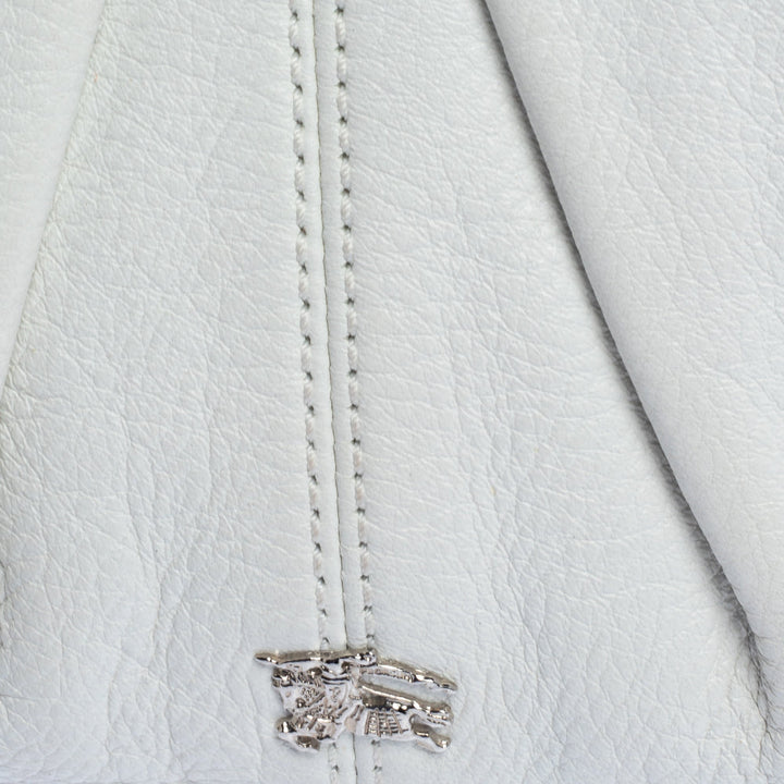 Burberry White Leather Small Malika Hobo