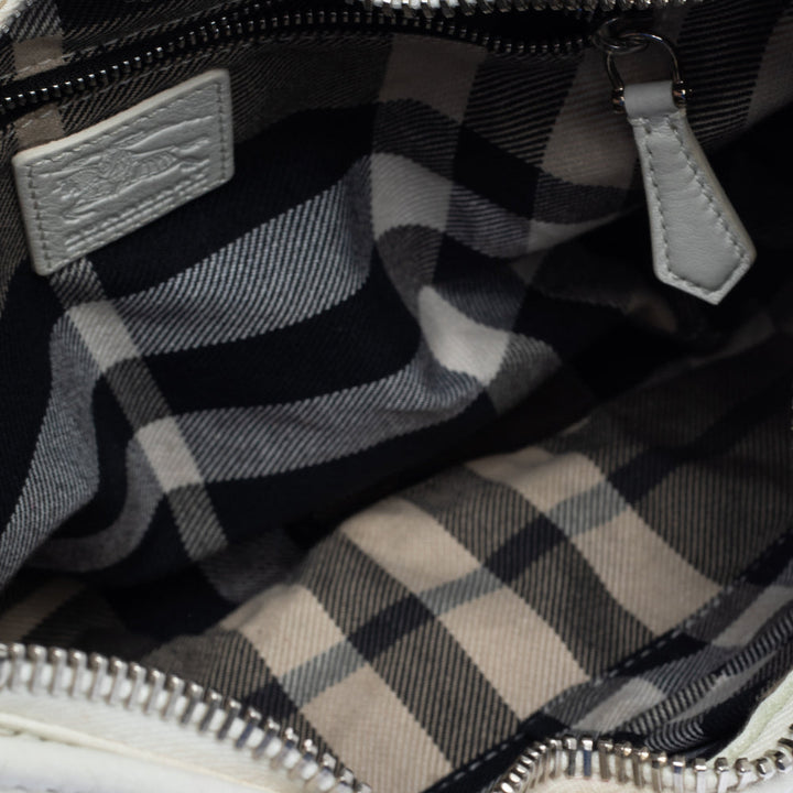 Top Quality Burberry White Leather Small Malika Hobo