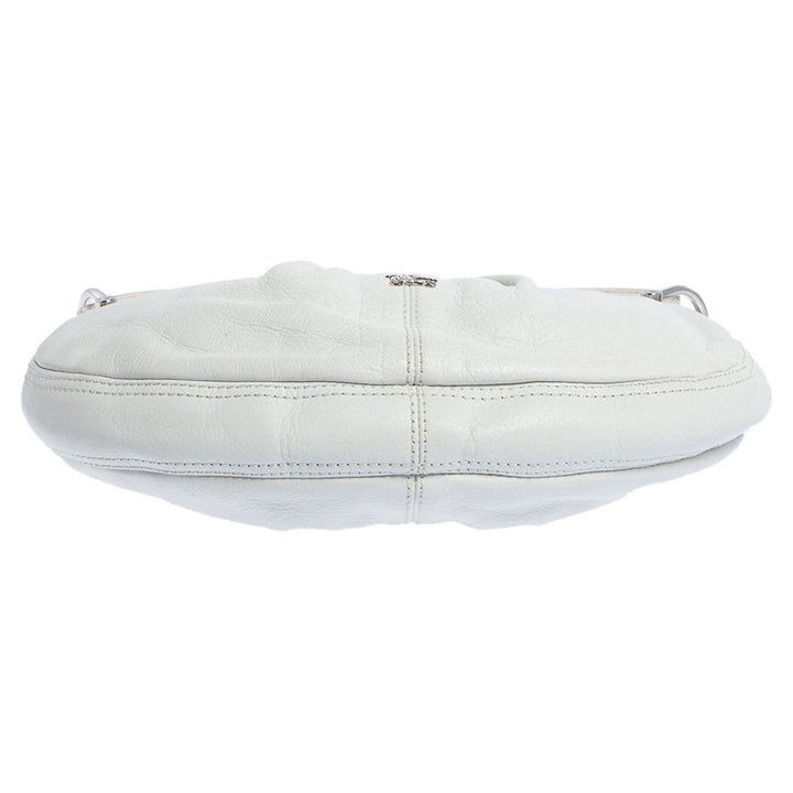 Burberry White Leather Small Malika Hobo