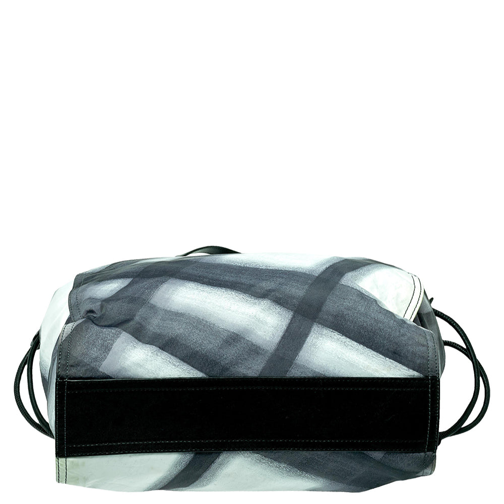 Burberry Black Smoked Check Nylon and Leather Buckleigh Tote