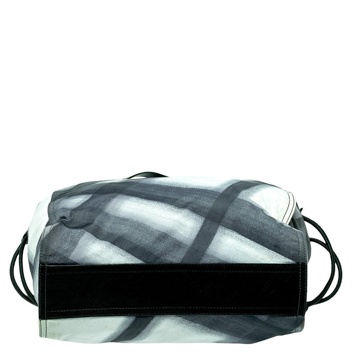 Burberry Black Smoked Check Nylon and Leather Buckleigh Tote