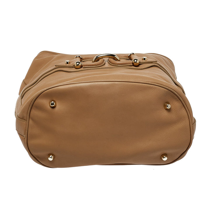 Top Quality Burberry Beige Leather Horsebit Hobo