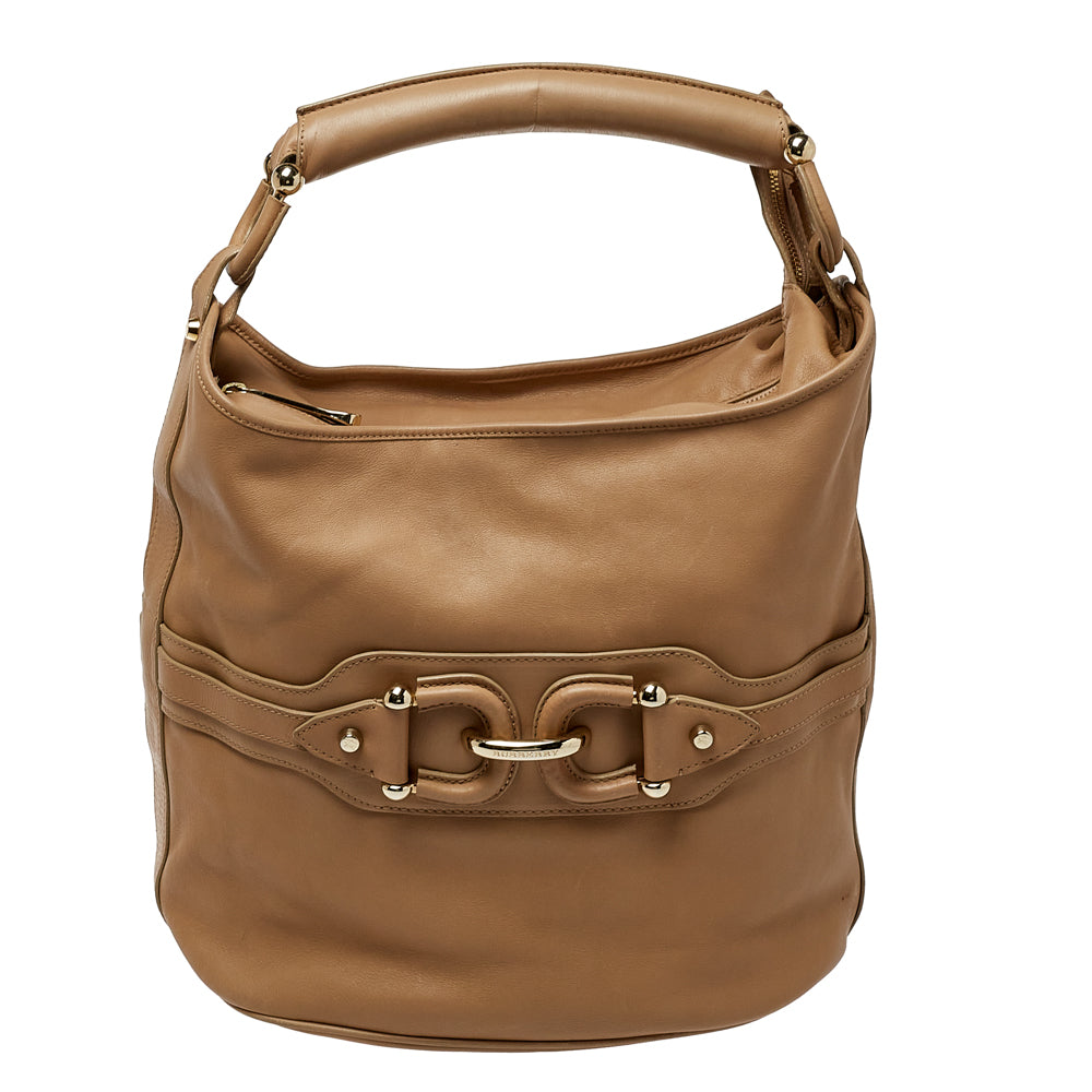 Top Quality Burberry Beige Leather Horsebit Hobo