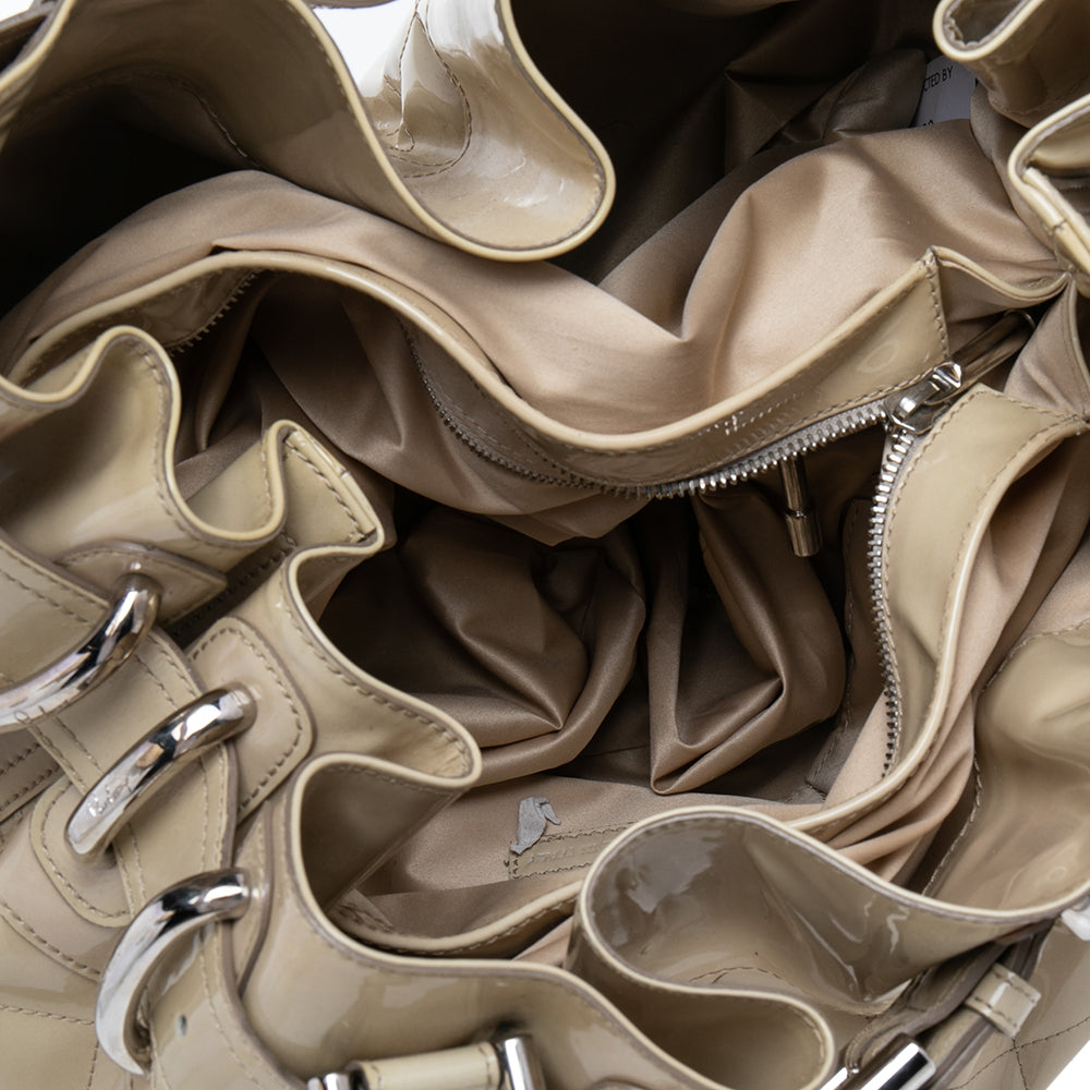 Top Quality Burberry Cream Quilted Patent Leather Beaton Tote