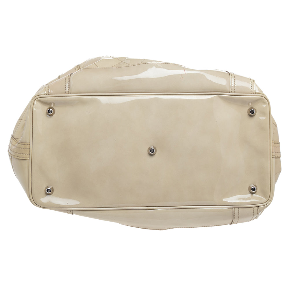 Top Quality Burberry Cream Quilted Patent Leather Beaton Tote