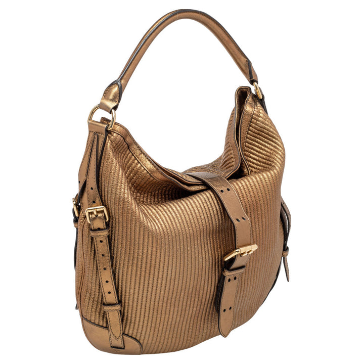 Burberry Gold Quilted Leather Hobo