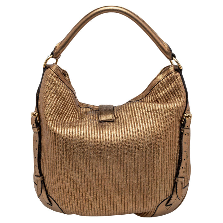 Burberry Gold Quilted Leather Hobo