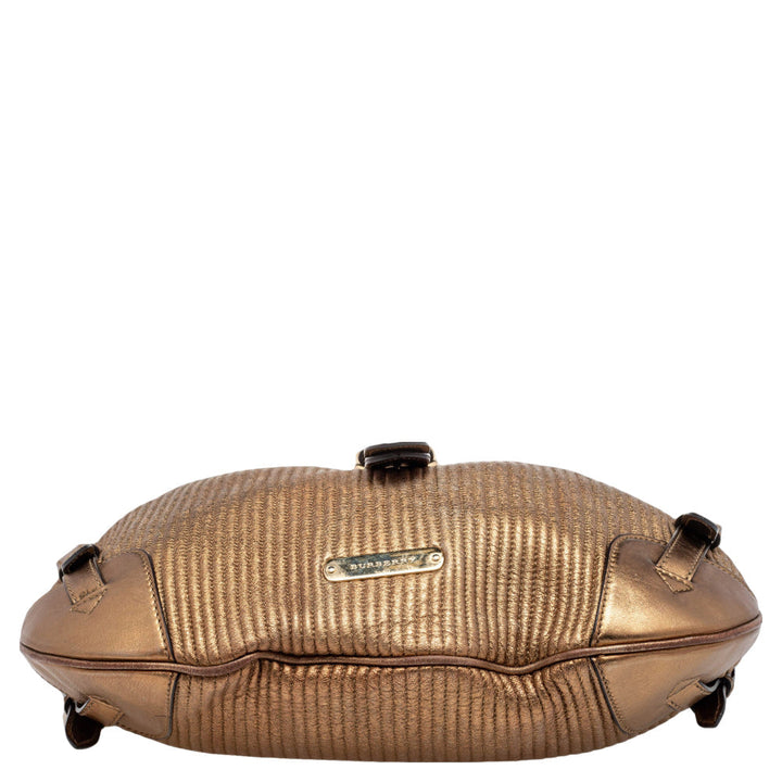 Burberry Gold Quilted Leather Hobo