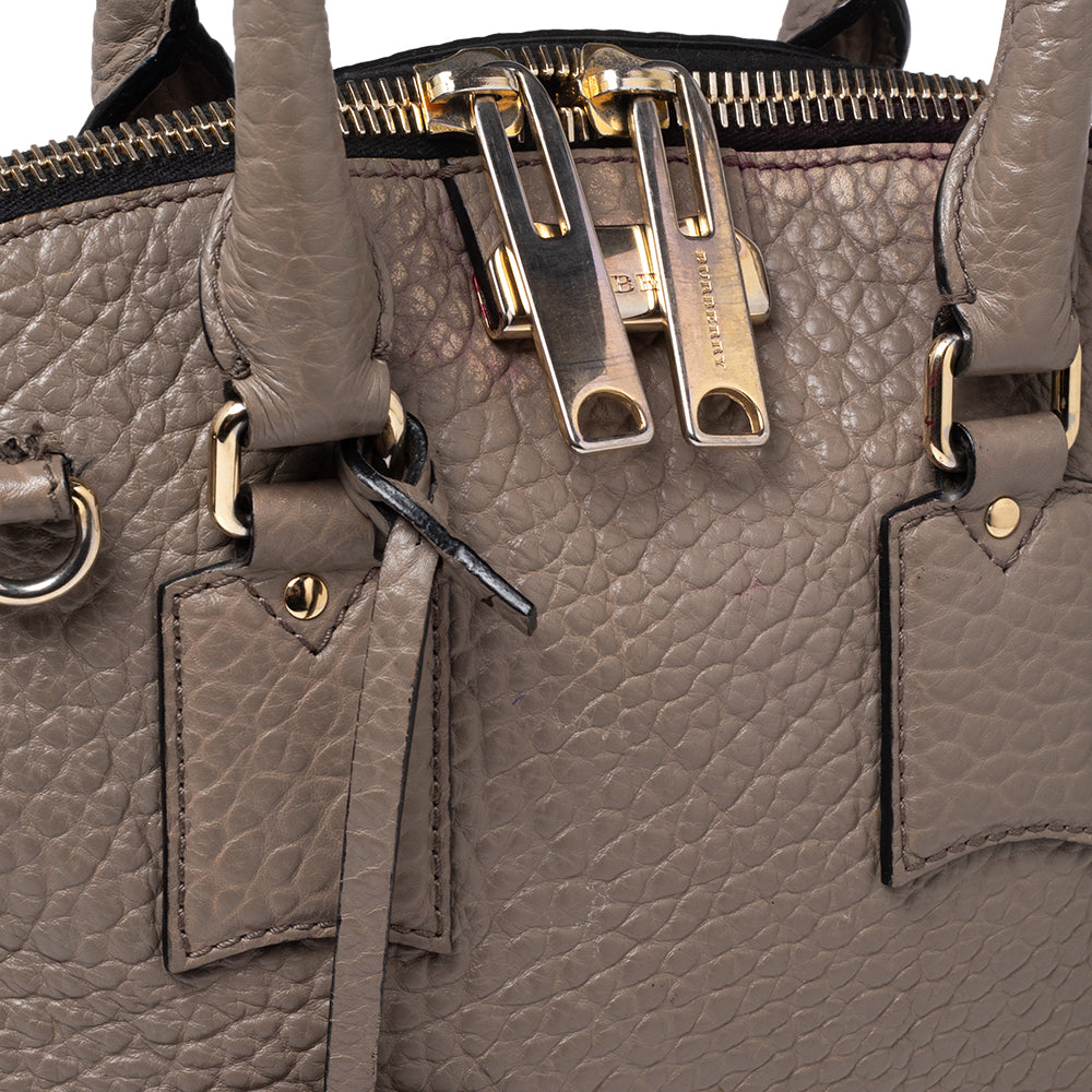 Top Quality Burberry Grey Grain Leather Orchard Satchel