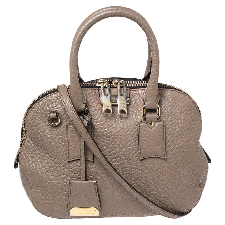 Top Quality Burberry Grey Grain Leather Orchard Satchel