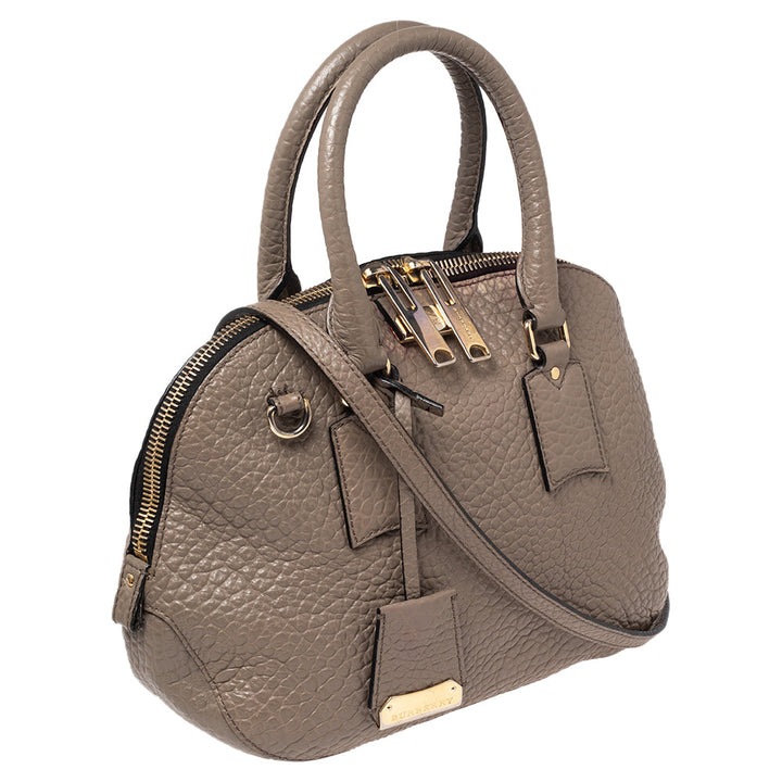 Top Quality Burberry Grey Grain Leather Orchard Satchel