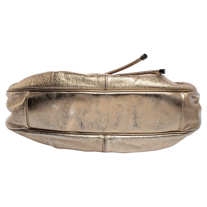 Top Quality Burberry Gold Leather Warrior Drawstring Hobo