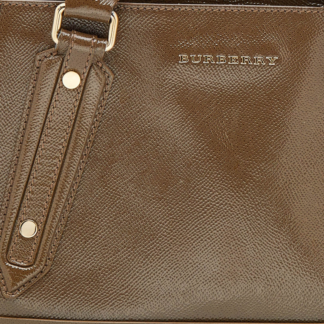 Burberry Brown Patent Leather Somerford Convertible Tote