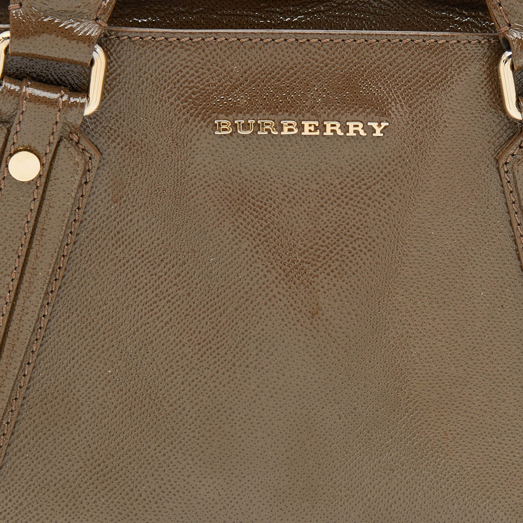 Burberry Brown Patent Leather Somerford Convertible Tote