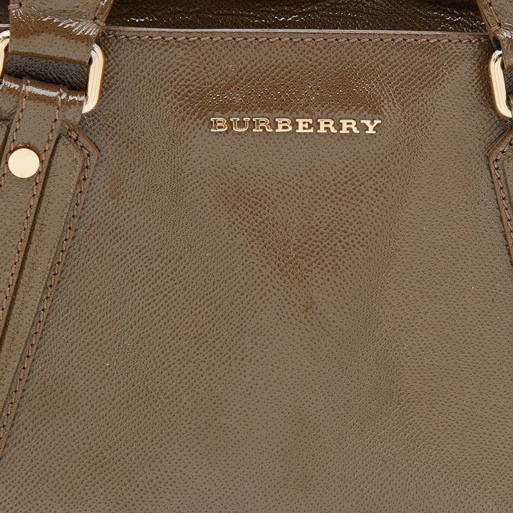 Burberry Brown Patent Leather Somerford Convertible Tote