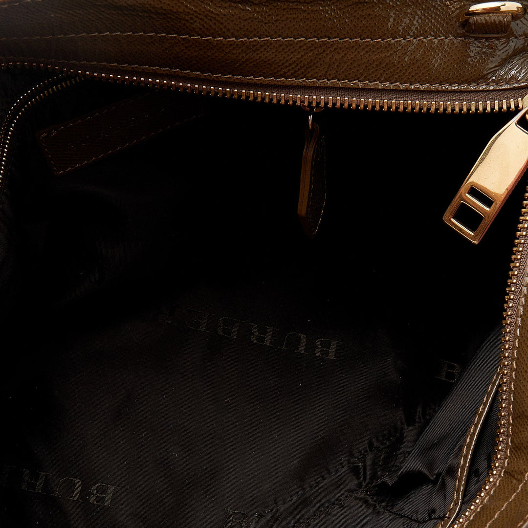 Burberry Brown Patent Leather Somerford Convertible Tote