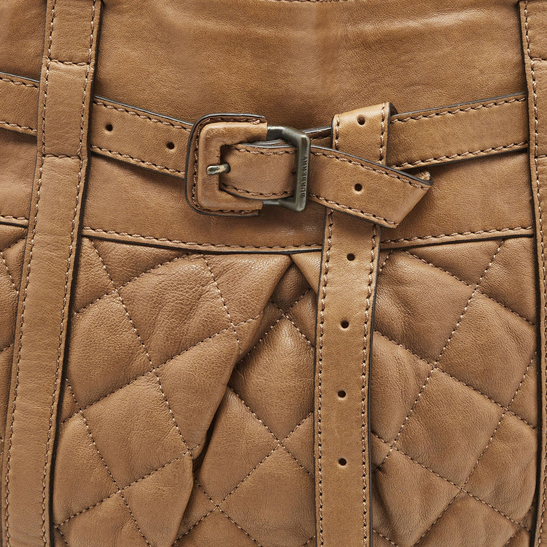 Burberry Brown Quilted Leather Buckle Tote