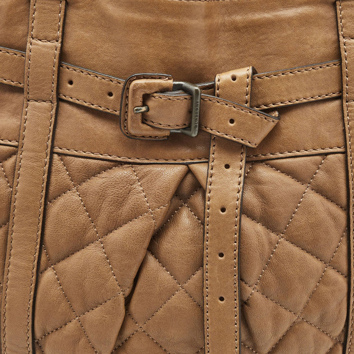 Burberry Brown Quilted Leather Buckle Tote