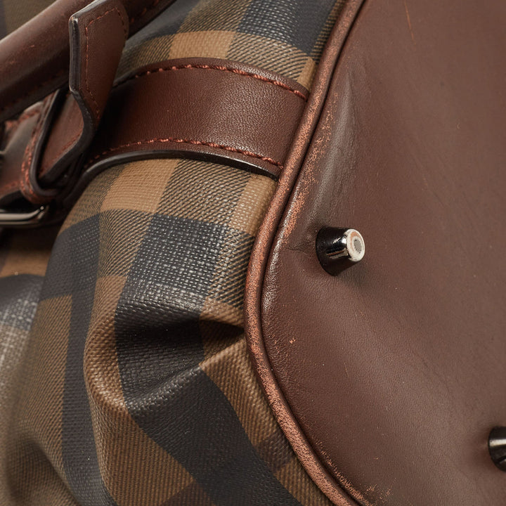 BURBERRY Dark Brown Smoke Check PVC Small Northfield Tote