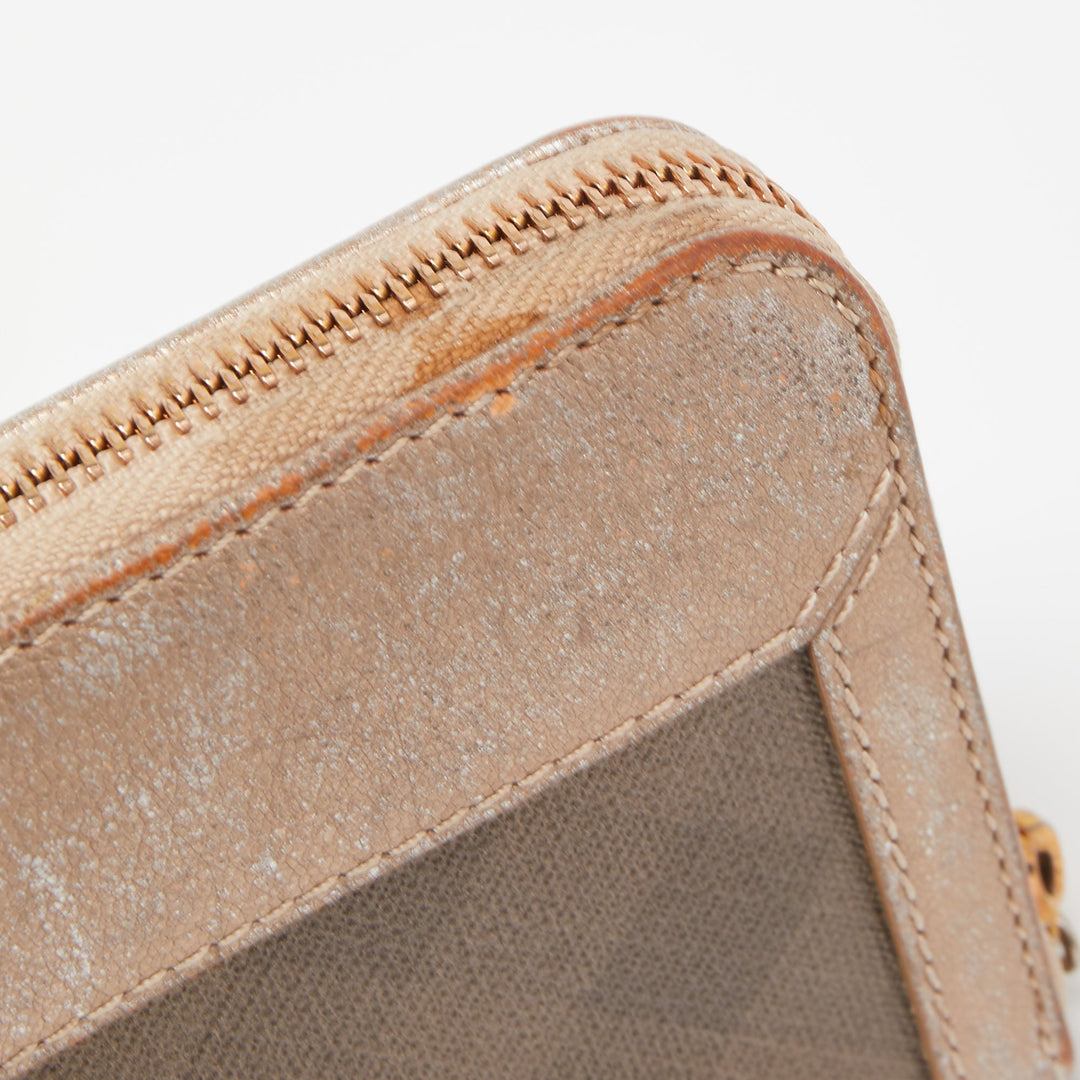 Top Quality Burberry Metallic Beige Nova Check Coated Canvas Zip Around Wallet