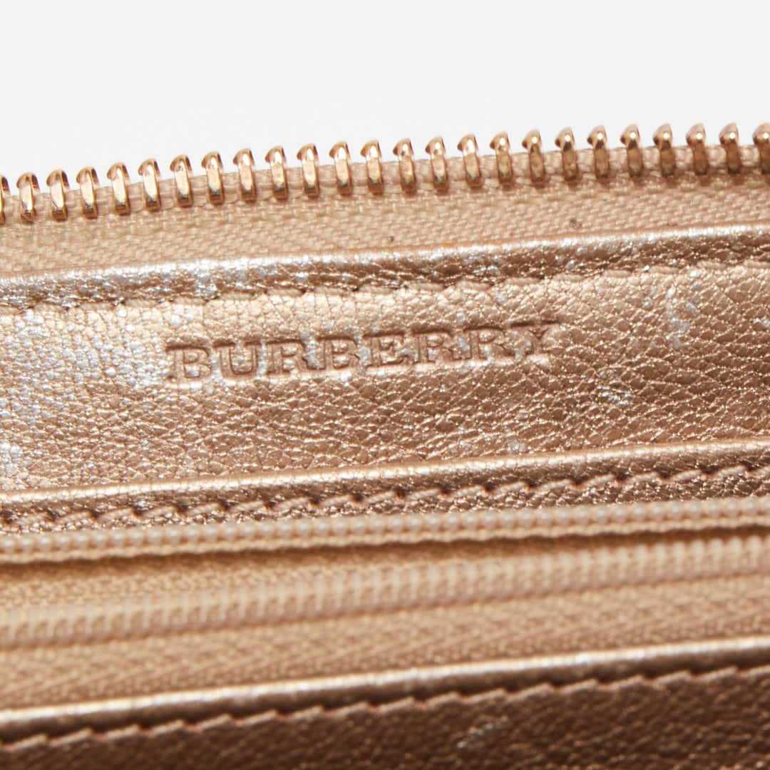 Top Quality Burberry Metallic Beige Nova Check Coated Canvas Zip Around Wallet