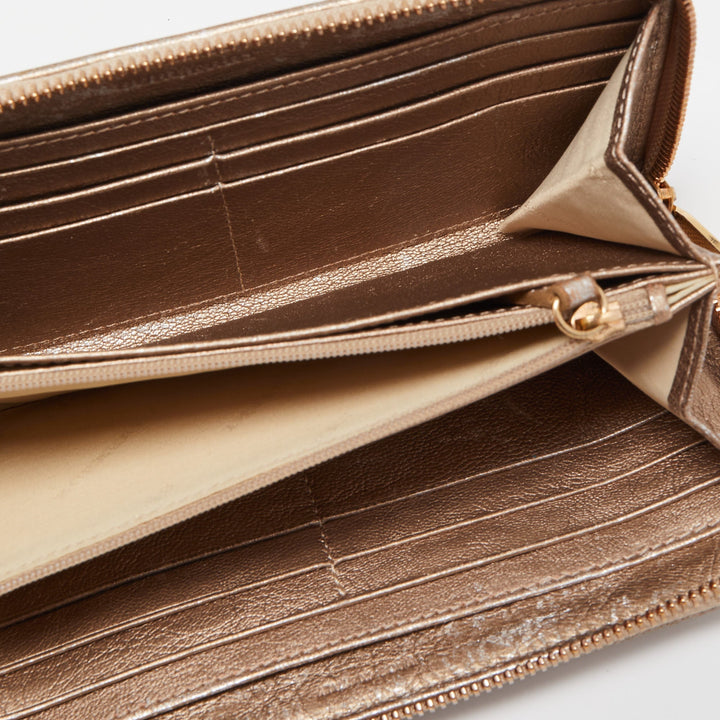 Top Quality Burberry Metallic Beige Nova Check Coated Canvas Zip Around Wallet