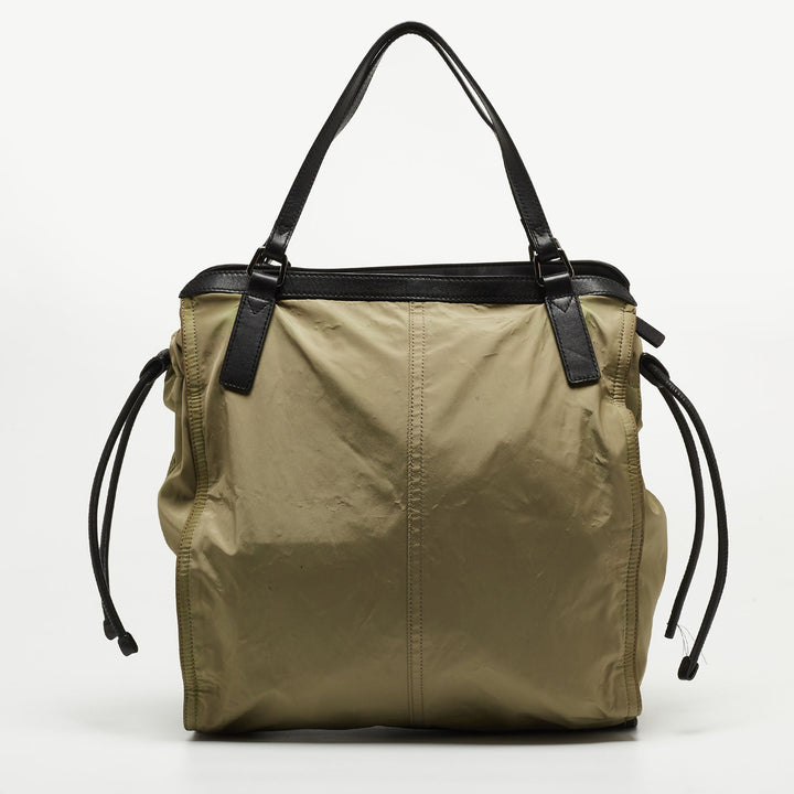 Burberry Military Green Nylon and Leather Buckleigh Tote