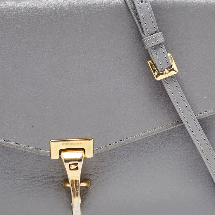 BURBERRY Dark Grey Leather Small Macken Crossbody Bag