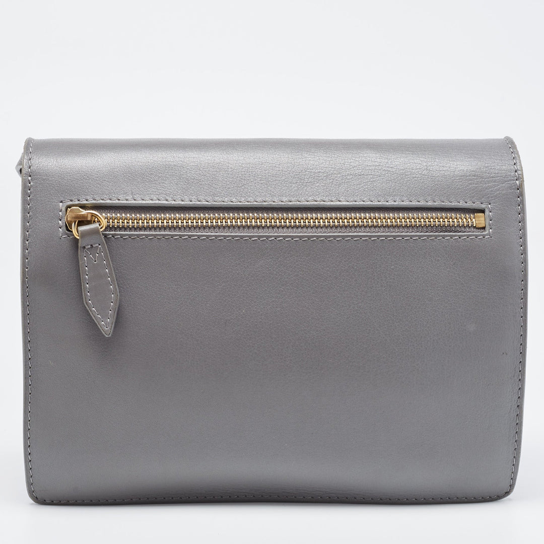 BURBERRY Dark Grey Leather Small Macken Crossbody Bag