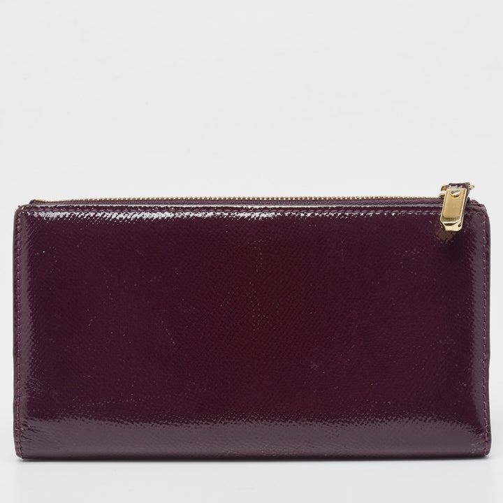 BURBERRY Purple Patent Leather Zip Bifold Wallet