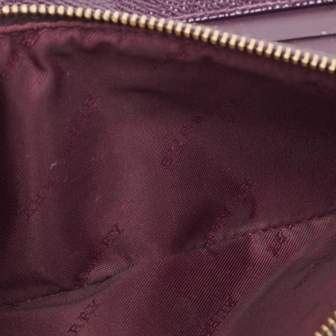 BURBERRY Purple Patent Leather Zip Bifold Wallet