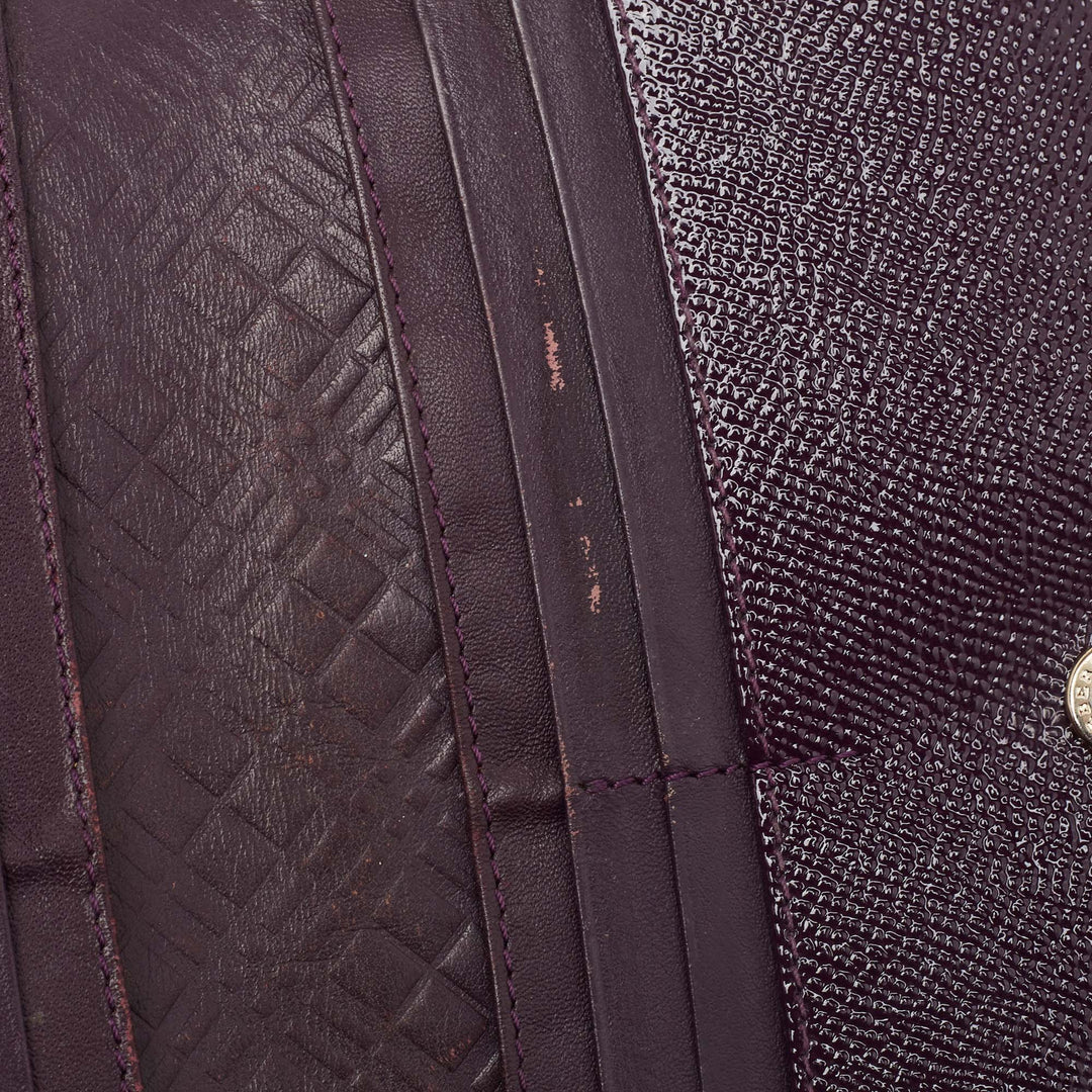 BURBERRY Purple Patent Leather Zip Bifold Wallet