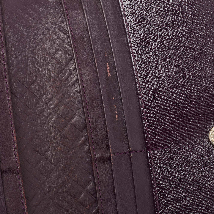 BURBERRY Purple Patent Leather Zip Bifold Wallet