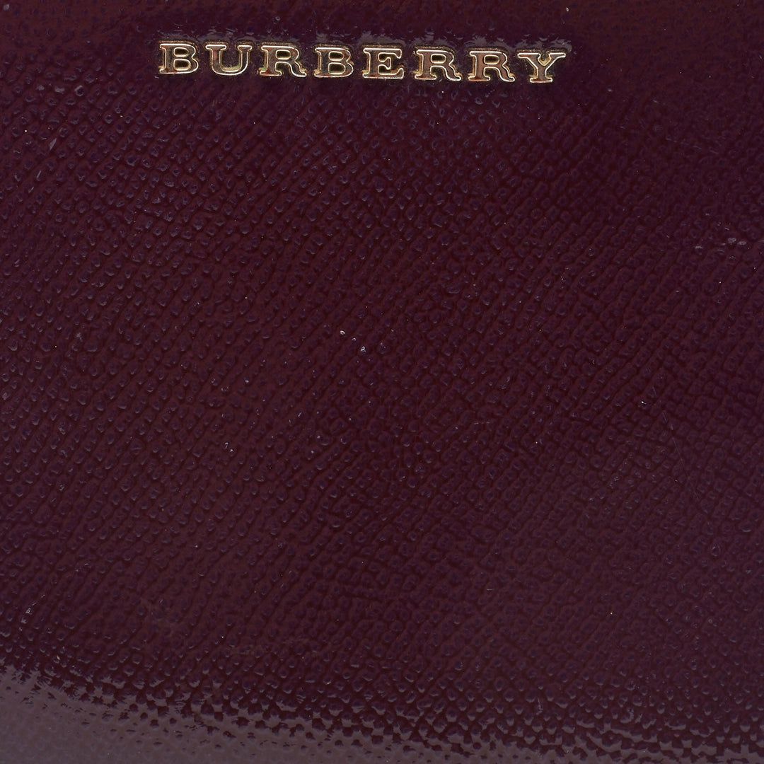 BURBERRY Purple Patent Leather Zip Bifold Wallet