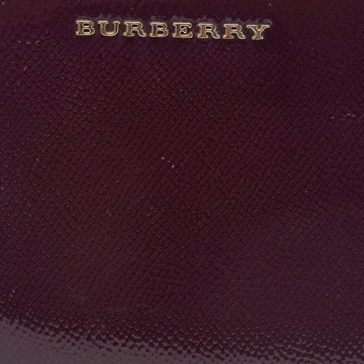 BURBERRY Purple Patent Leather Zip Bifold Wallet