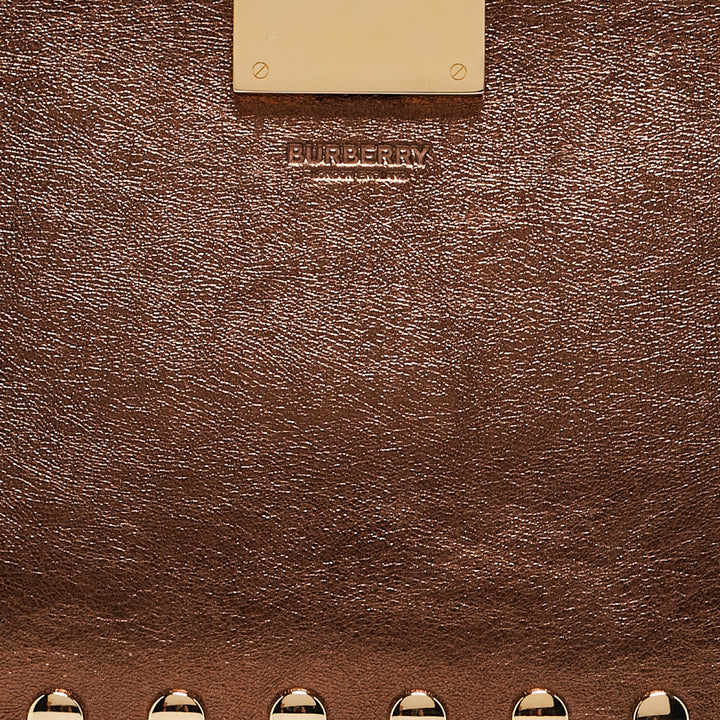 BURBERRY Bronze Leather Studded Olympia Clutch