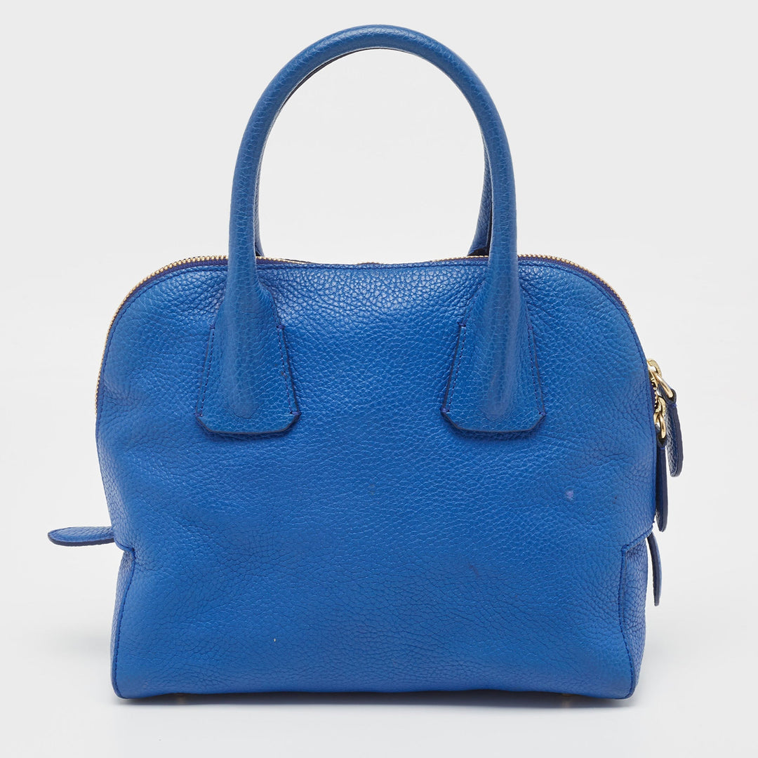 BURBERRY Blue Pebbled Leather Yorke Satchel
