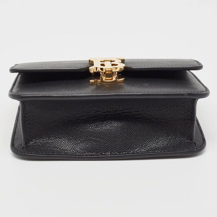 Burberry Black Leather Mini TB Shoulder Bag