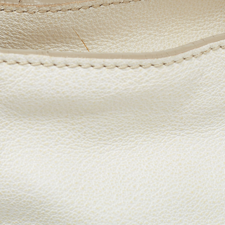 BURBERRY Off White Leather Creighton Hobo