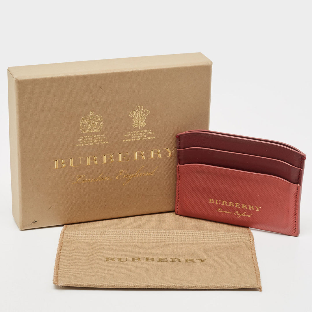BURBERRY Burgundy/Light Red Leather Card Holder