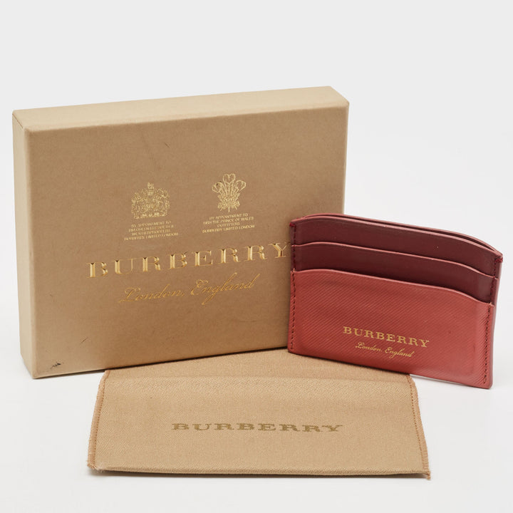 BURBERRY Burgundy/Light Red Leather Card Holder