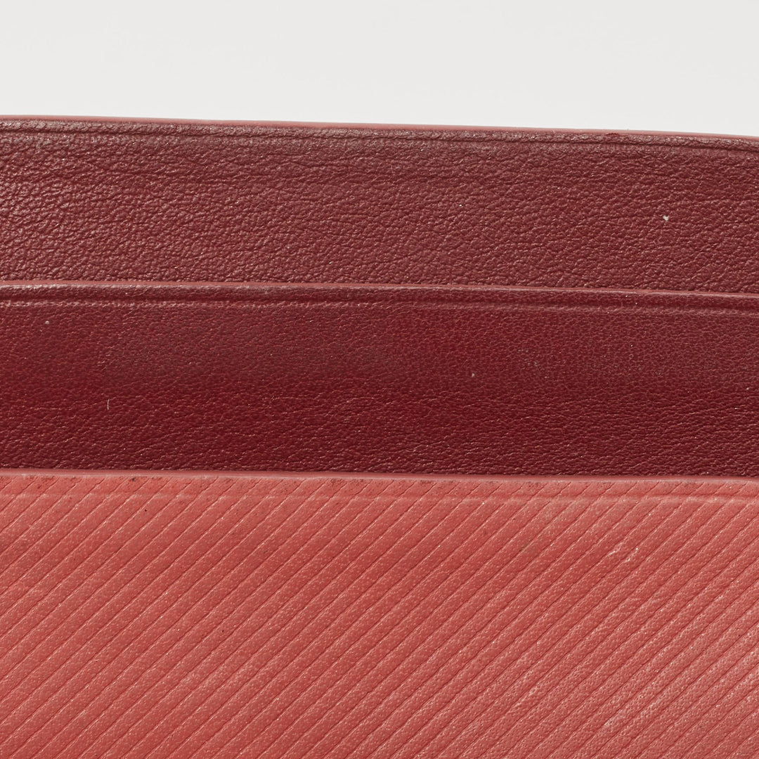 BURBERRY Burgundy/Light Red Leather Card Holder