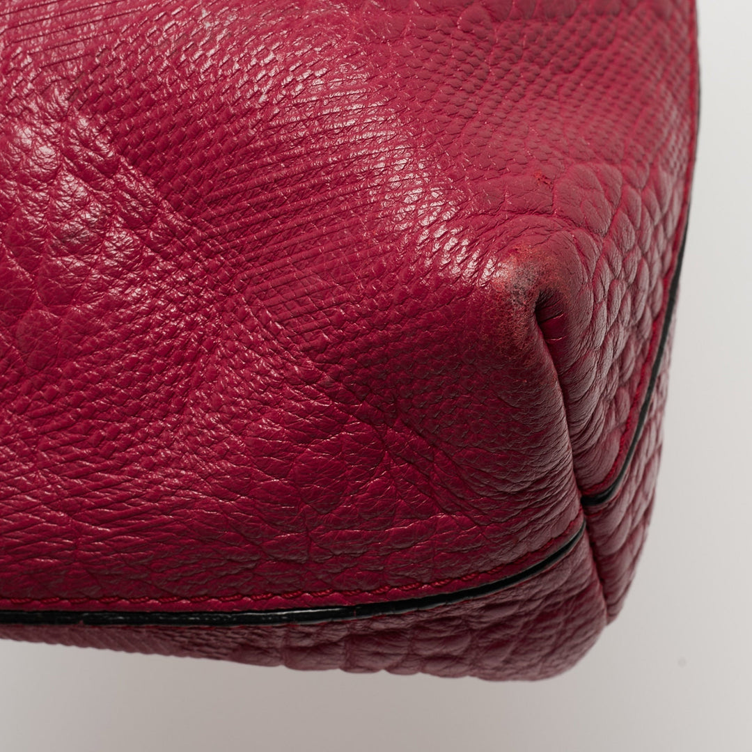 BURBERRY Magenta Embossed Check Leather Chichester Crossbody Bag