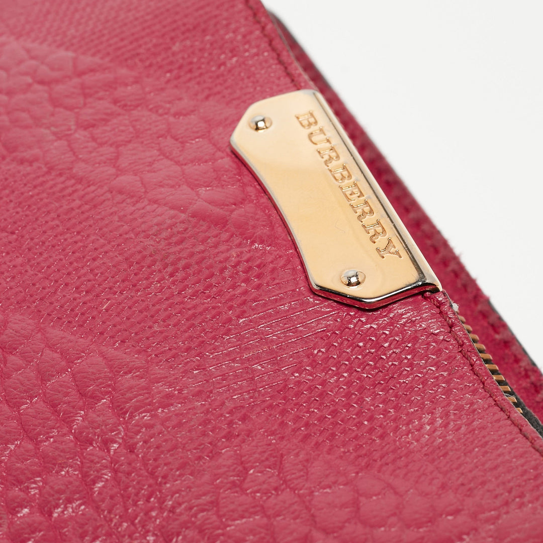 BURBERRY Magenta Embossed Check Leather Chichester Crossbody Bag