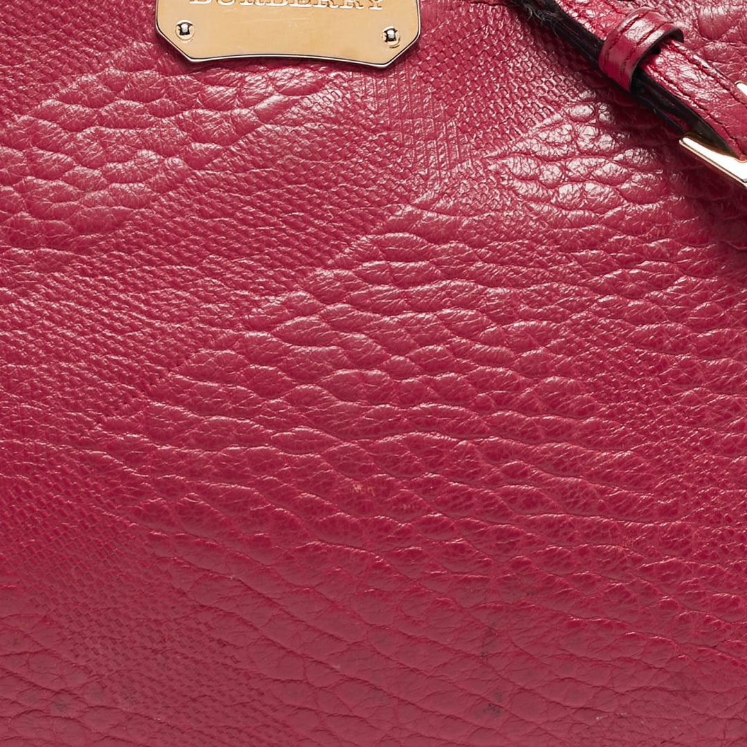 BURBERRY Magenta Embossed Check Leather Chichester Crossbody Bag