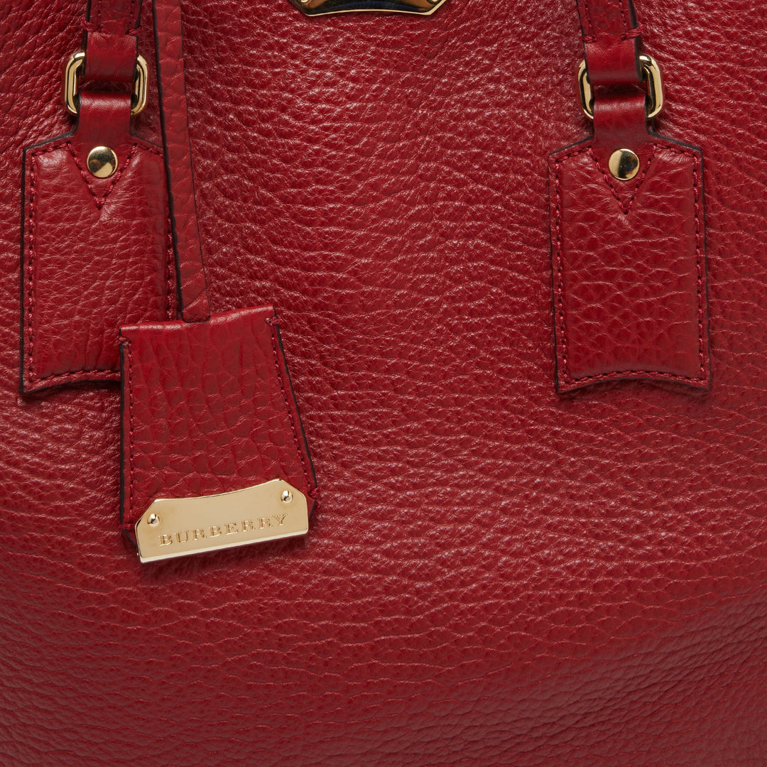 BURBERRY Red Grain Leather Woodbury Tote