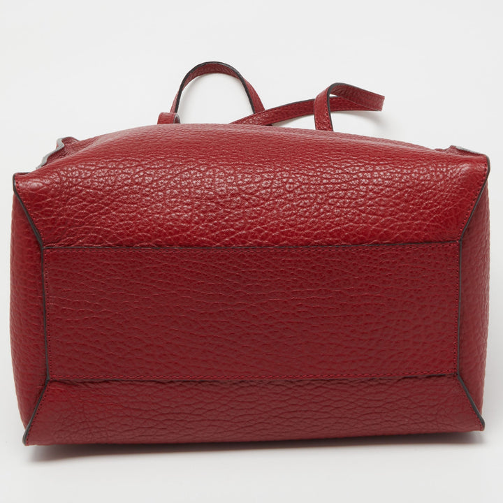 BURBERRY Red Grain Leather Woodbury Tote