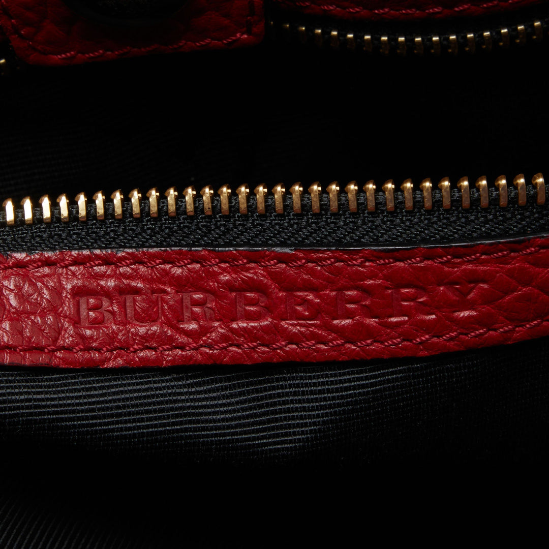 BURBERRY Red Grain Leather Woodbury Tote