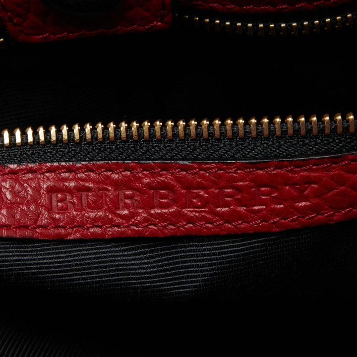 BURBERRY Red Grain Leather Woodbury Tote