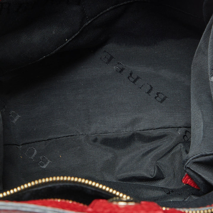 BURBERRY Red Grain Leather Woodbury Tote